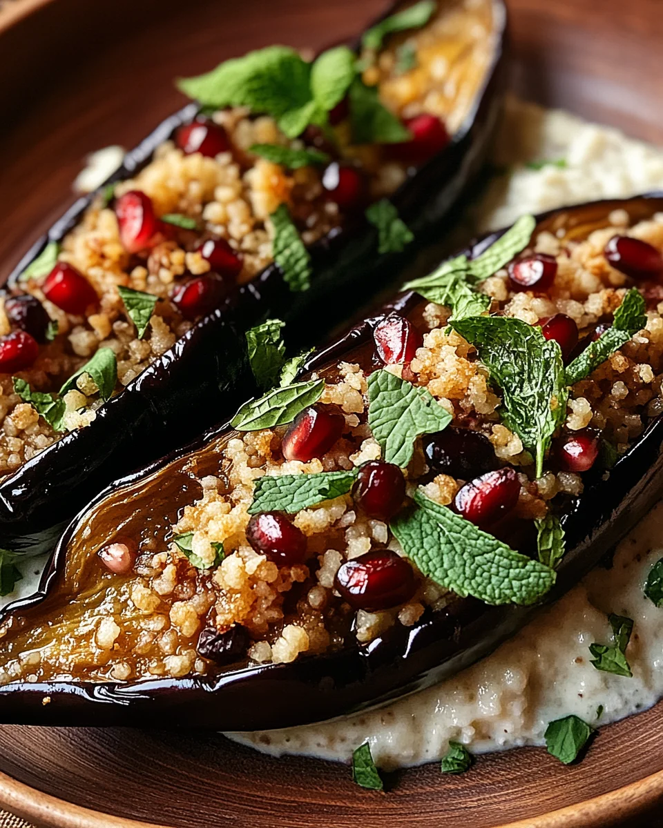 Auberginen mit Dattel-Mandel-Couscous und Minze 19 Auberginen