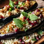 Auberginen mit Dattel-Mandel-Couscous und Minze