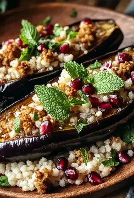 Auberginen mit Dattel-Mandel-Couscous und Minze