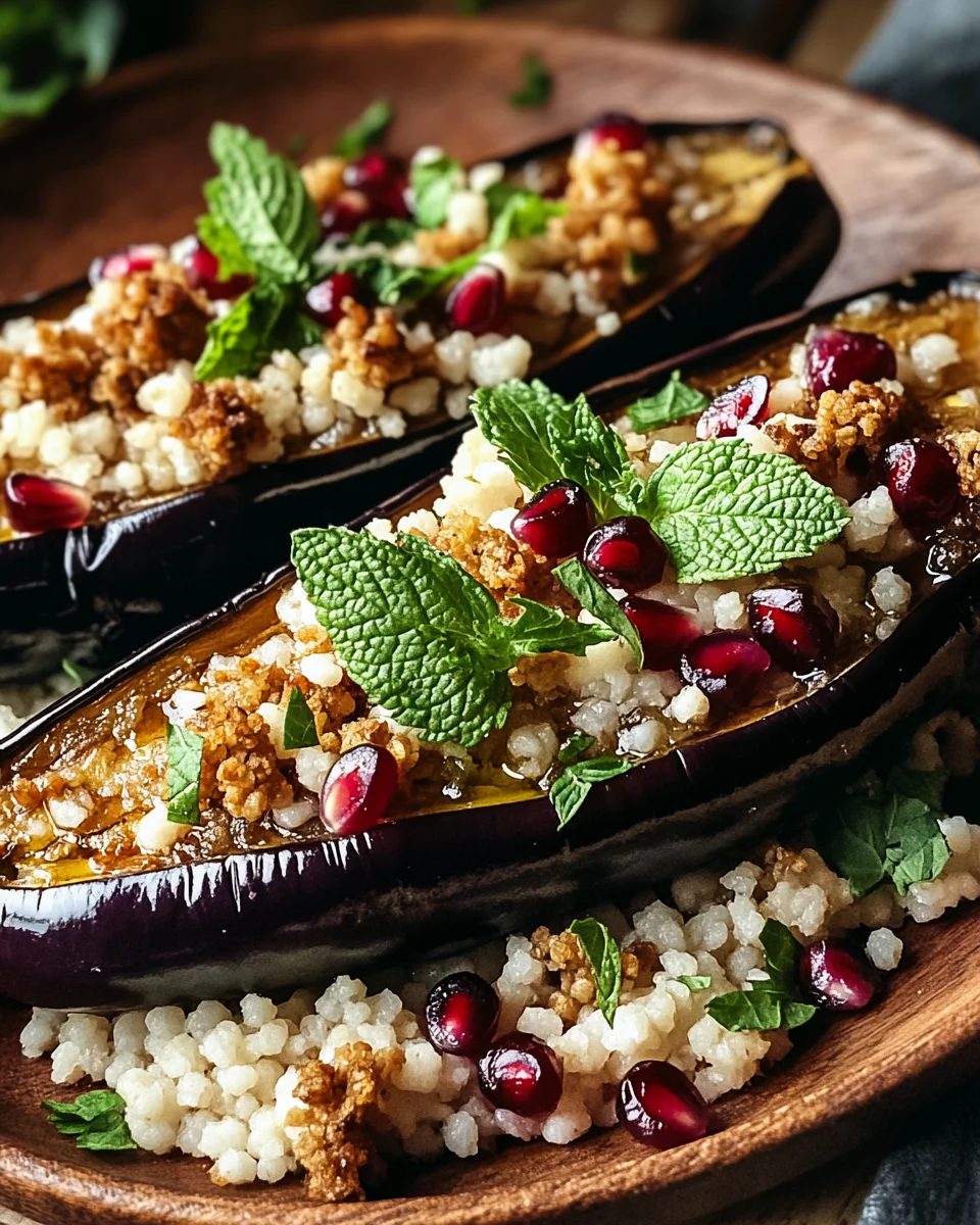 Auberginen mit Dattel-Mandel-Couscous und Minze 21 Auberginen mit Dattel-Mandel-Couscous und Minze