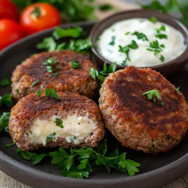 Bifteki – Griechische Frikadellen gefüllt mit Schafskäse