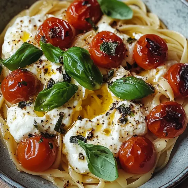 Burrata Pasta mit Tomaten aus dem Ofen
