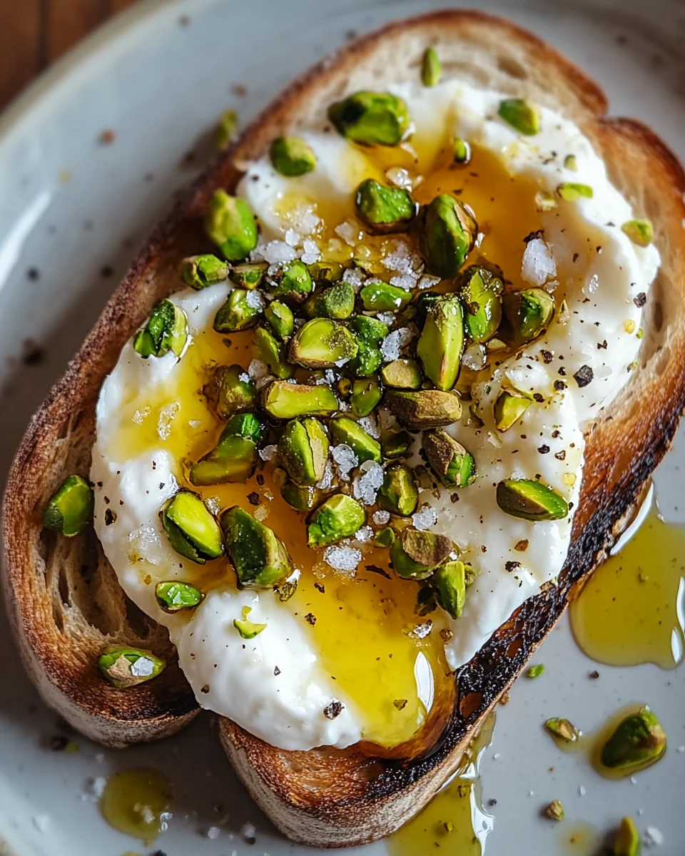 Burrata-Toast mit Pistazien und heißem Honig
