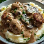 Fleischb&auml;llchen mit Kartoffelp&uuml;ree und Champignonrahmsauce