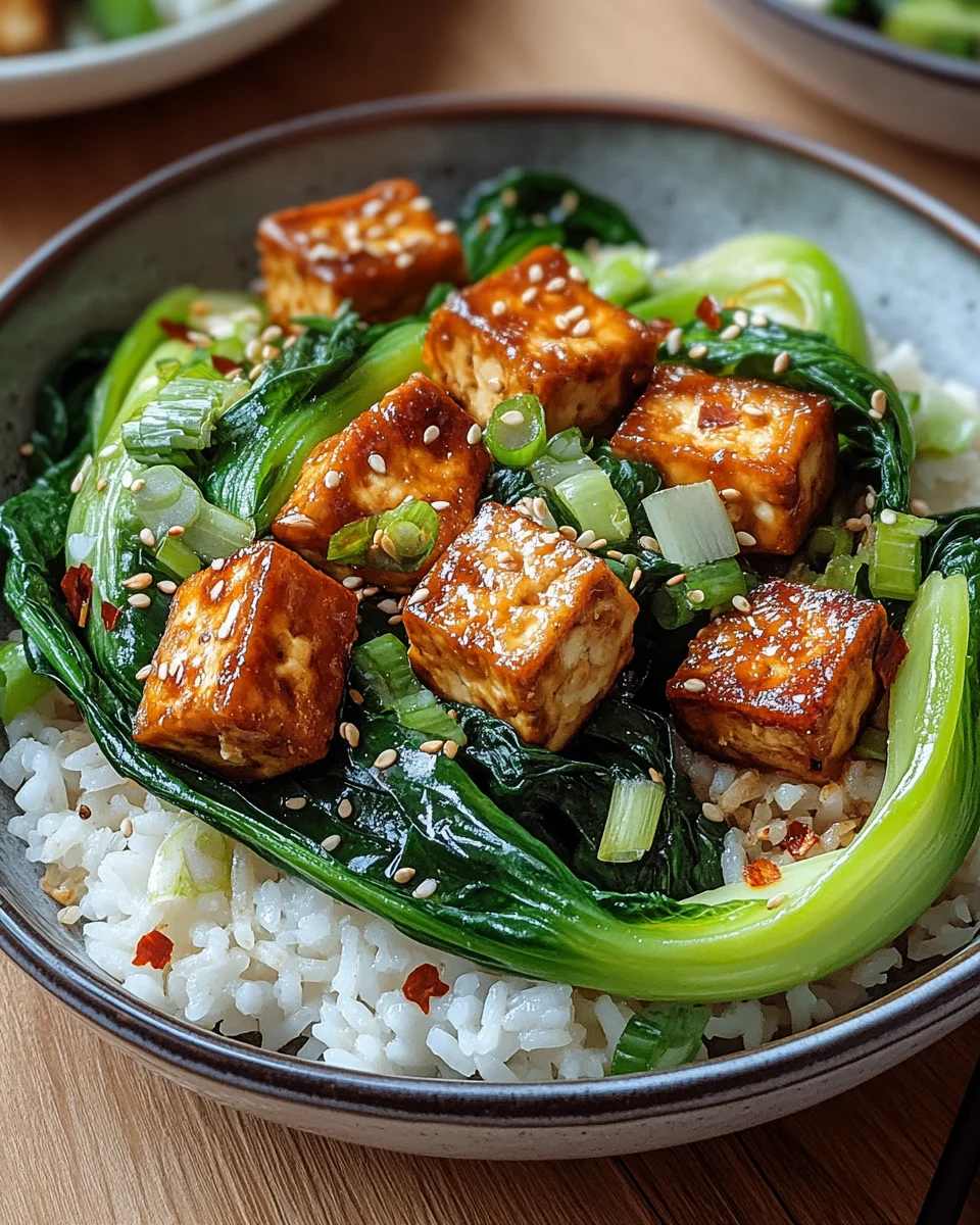 Gebratener Pak Choi mit knusprigem Tofu und Reis 16 Gebratener
