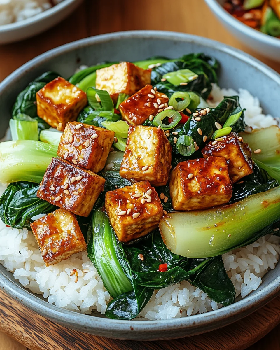Gebratener Pak Choi mit knusprigem Tofu und Reis 18 Gebratener Pak Choi mit knusprigem Tofu und Reis