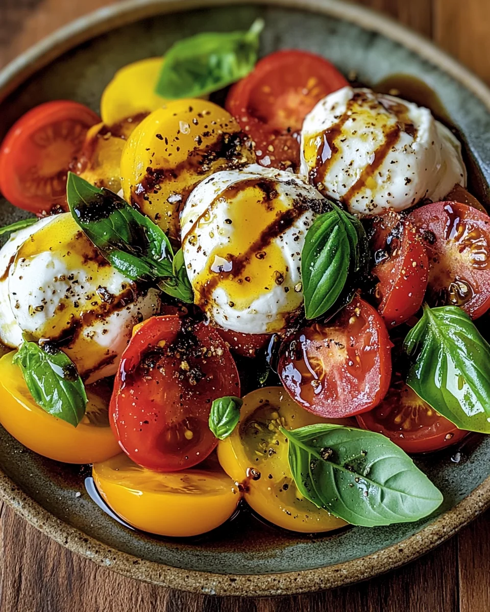 Italienischer Burrata-Caprese-Salat aus Heirloom-Tomaten