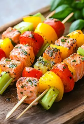 Lachs-Spieße mit Gemüse 24 Lachs-Spieße mit Gemüse
