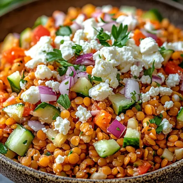 Orientalischer Rote Linsen Salat mit Feta