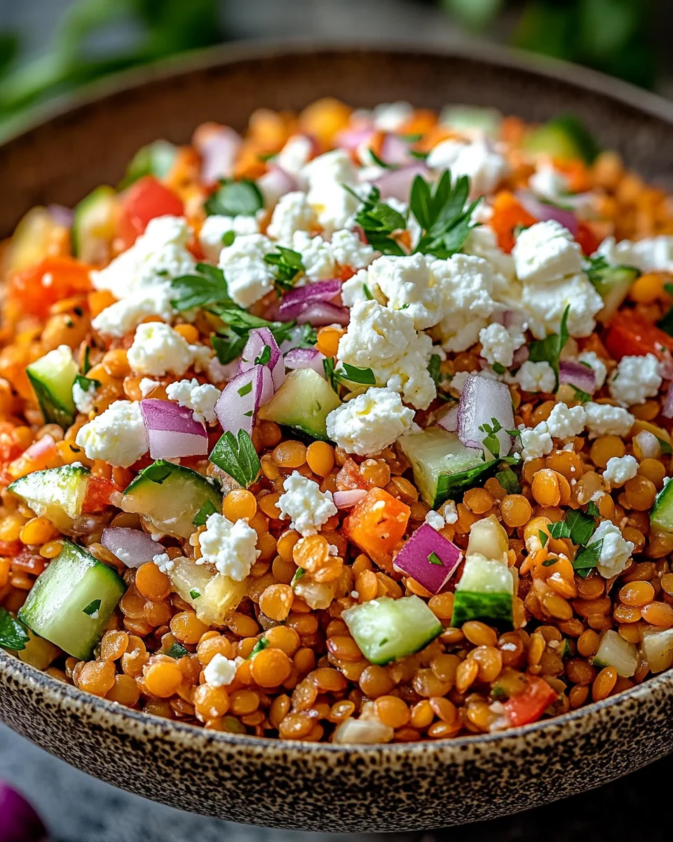 Orientalischer Rote Linsen Salat mit Feta