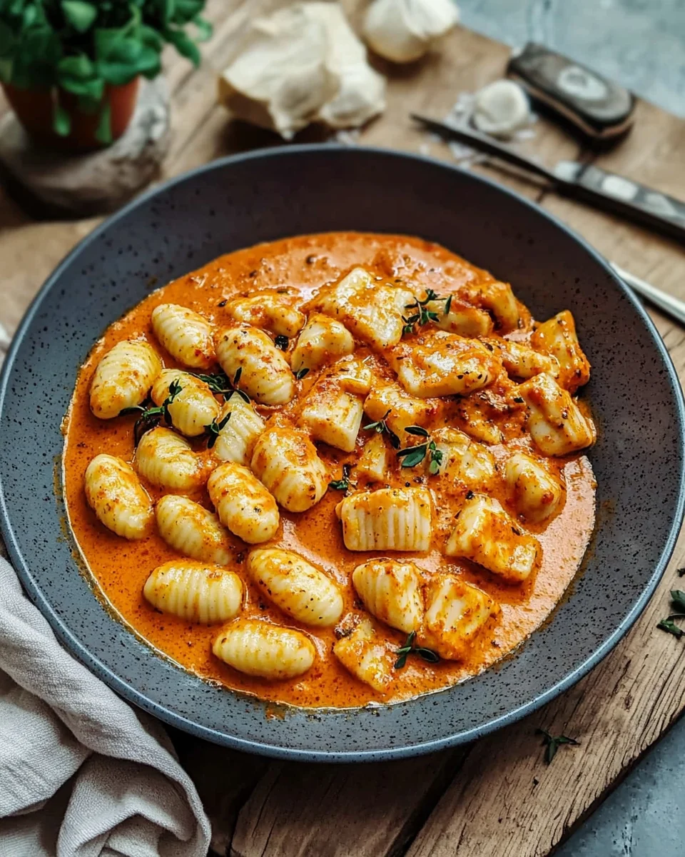 Paprika-Sahne-H&auml;hnchen mit Gnocchi
