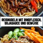 Reisnudeln mit Rindfleisch, Sojasauce und Gemüse 19 Pinterest Hidden Image