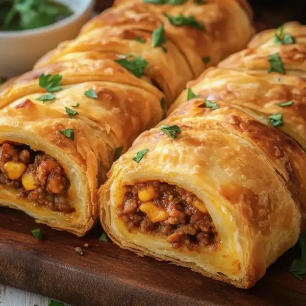 Teig eingerollt mit Hackfleisch Rezept