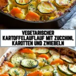Vegetarischer Kartoffelauflauf mit Zucchini, Karotten und Zwiebeln 25 Pinterest Hidden Image