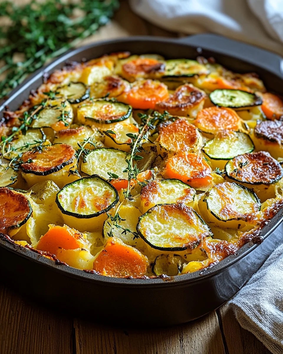 Vegetarischer Kartoffelauflauf mit Zucchini, Karotten und Zwiebeln 28 Vegetarischer Kartoffelauflauf mit Zucchini, Karotten und Zwiebeln
