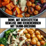 Bowl mit geröstetem Gemüse und Kichererbsen mit Tahini-Dressing 28 Pinterest Hidden Image