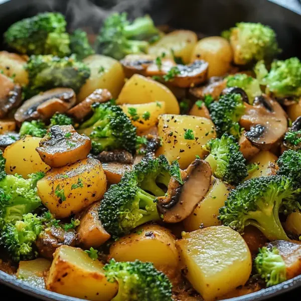 Brokkoli Kartoffel Pfanne mit Pilzen