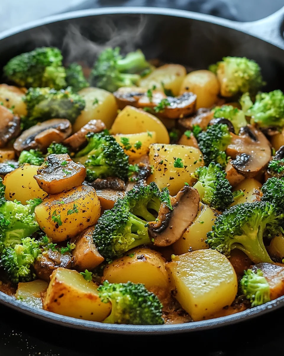 Brokkoli Kartoffel Pfanne mit Pilzen