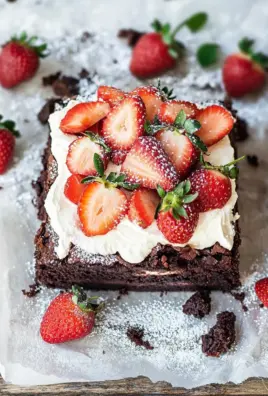 Brownie mit Mascarpone und Erdbeeren