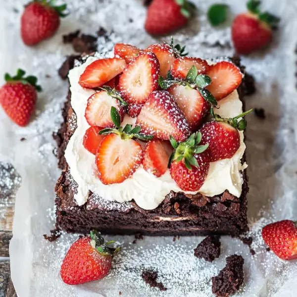 Brownie mit Mascarpone und Erdbeeren