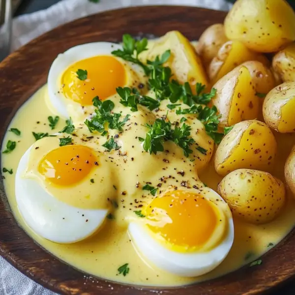 Eier in Senfsoße