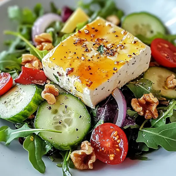Gebackener Feta auf Gemischtem Salat