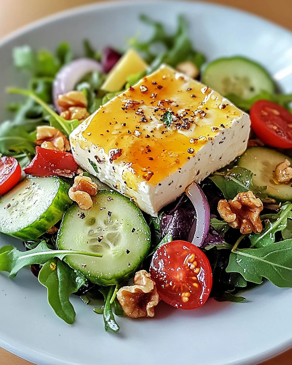 Gebackener Feta auf Gemischtem Salat
