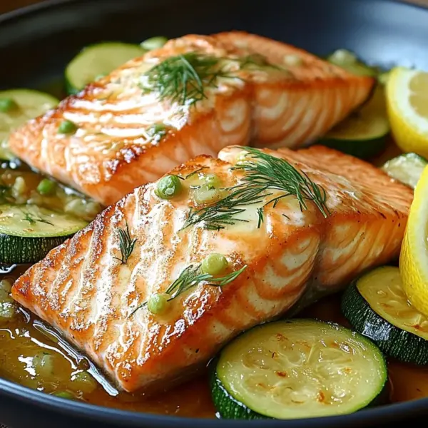 Gebratener Lachs mit Zucchini