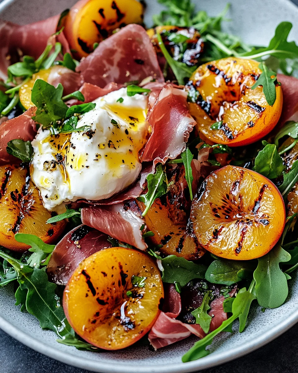 Gegrillter Nektarinen-Burrata-Prosciutto-Salat 20 Gegrillter