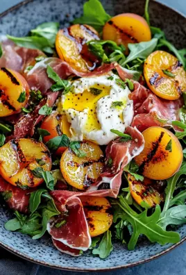 Gegrillter Nektarinen-Burrata-Prosciutto-Salat