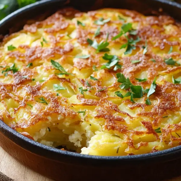 Hüttenkäse Kartoffelrösti Auflauf