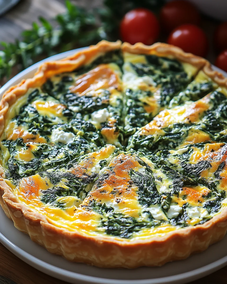Hüttenkäse und Spinat Krustenlose Quiche 24 Hüttenkäse