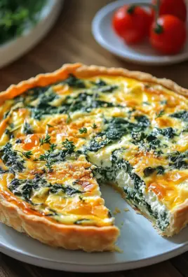 Hüttenkäse und Spinat Krustenlose Quiche
