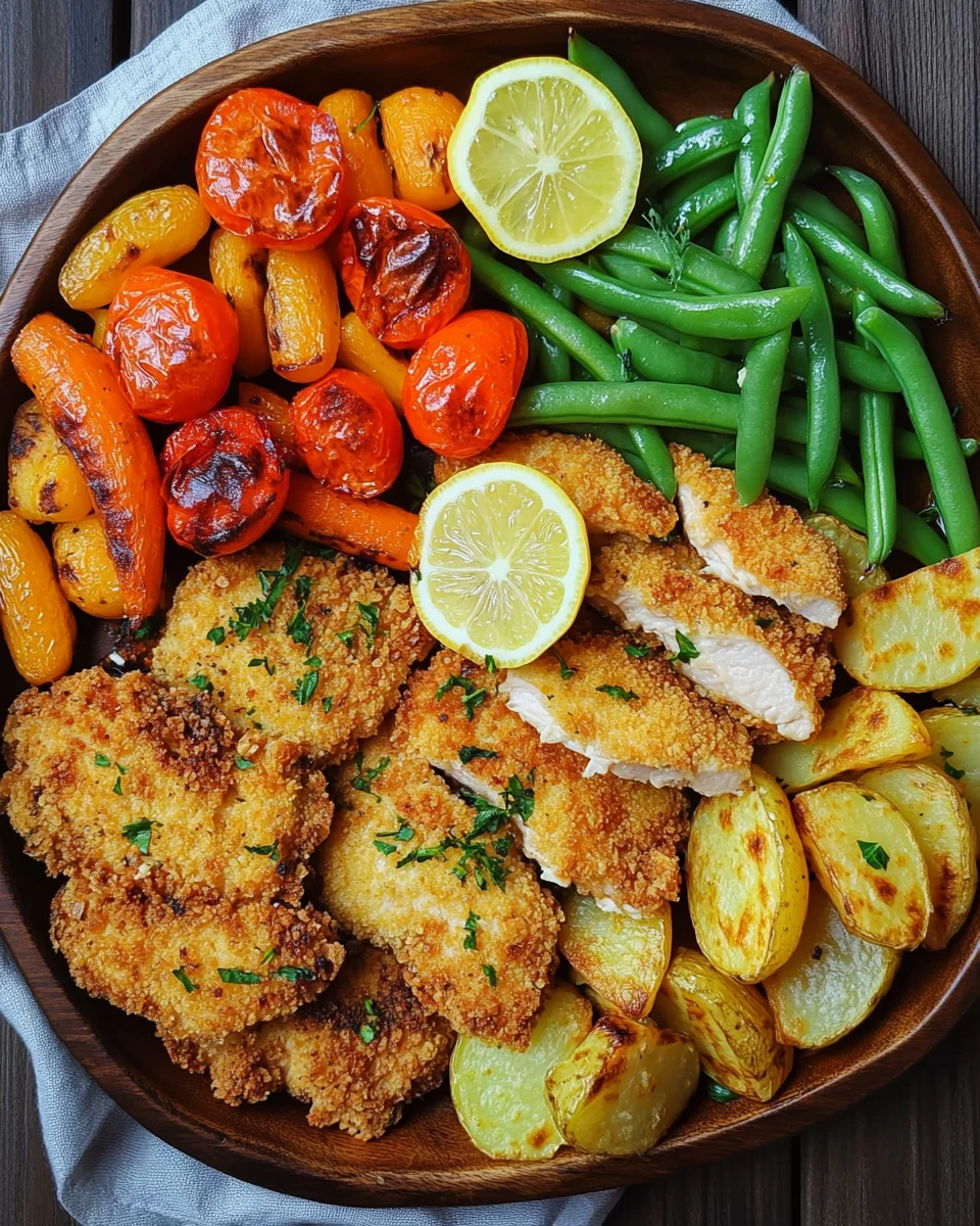 Panierte Parmesan Hähnchenschnitzel aus dem Ofen mit Gemüse und Kartoffelecken 20 Panierte Parmesan Hähnchenschnitzel aus dem Ofen mit Gemüse und Kartoffelecken
