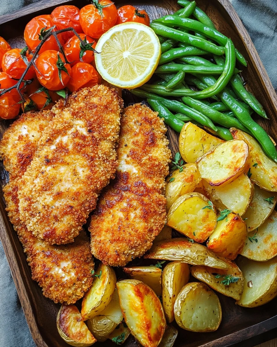 Panierte Parmesan Hähnchenschnitzel aus dem Ofen mit Gemüse und Kartoffelecken 18 Panierte