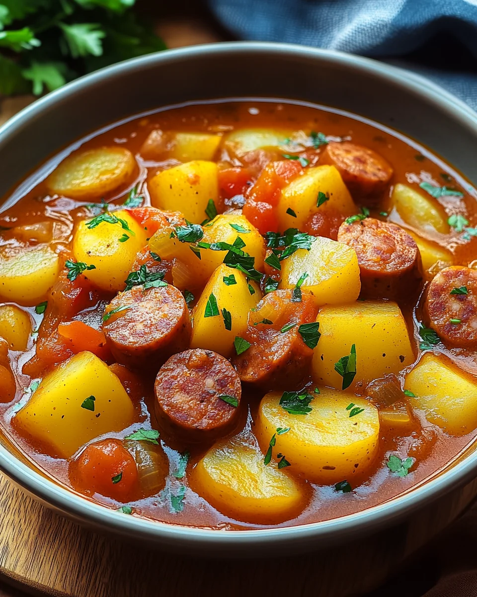 Kartoffelgulasch mit Würstchen 22 Kartoffelgulasch