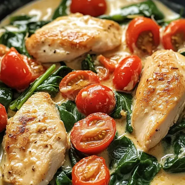 Keto Hähnchen-Spinat-Tomaten-Pfanne