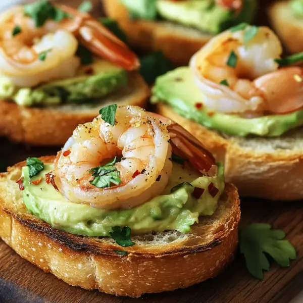 Knoblauch-Garnelen-Crostini mit Avocado