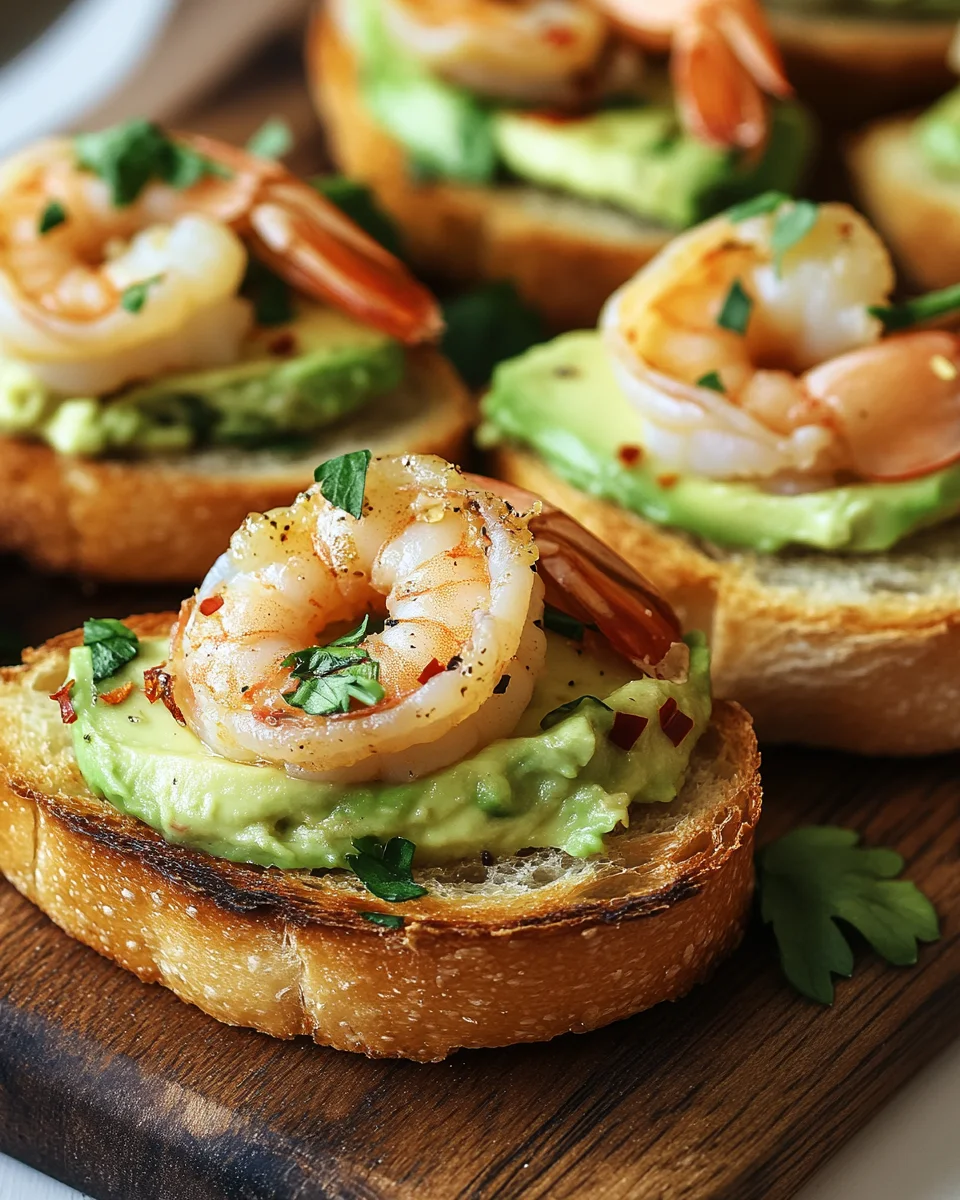 Knoblauch-Garnelen-Crostini mit Avocado
