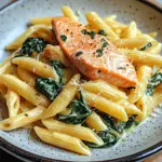 Lachs Penne mit Spinat