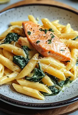 Lachs Penne mit Spinat