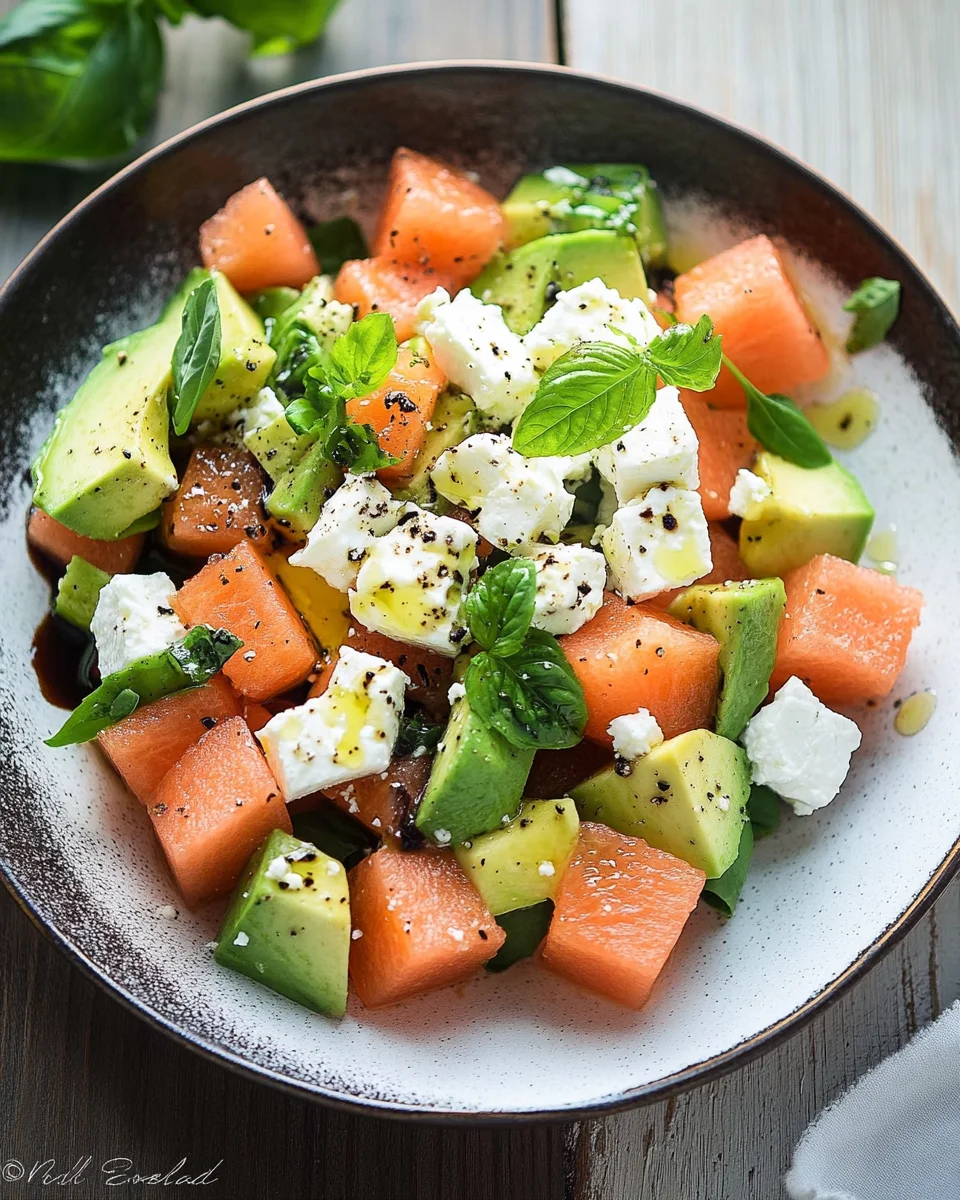 Melonen Feta Salat mit Avocado 20 Melonen