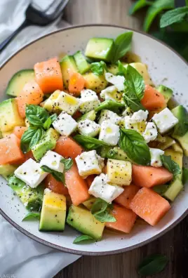 Melonen Feta Salat mit Avocado 22 Melonen Feta Salat mit Avocado