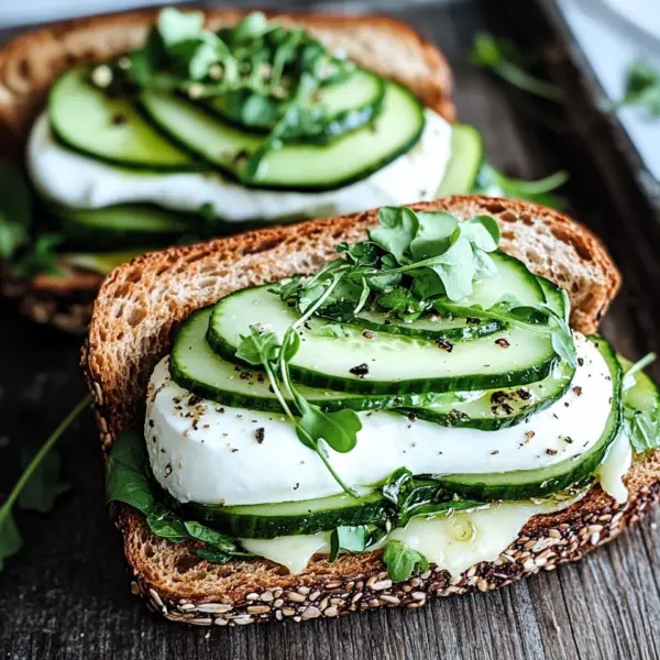 Mozzarella-Gurken-Sandwich mit Kresse