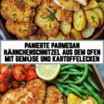 Panierte Parmesan Hähnchenschnitzel aus dem Ofen mit Gemüse und Kartoffelecken 17 Pinterest Hidden Image