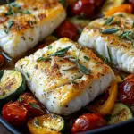 Rezept f&uuml;r mediterran gebackene Fischfilets mit Gem&uuml;se