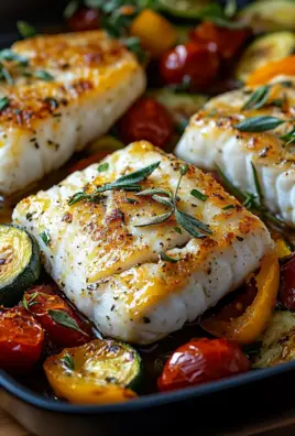 Rezept für mediterran gebackene Fischfilets mit Gemüse