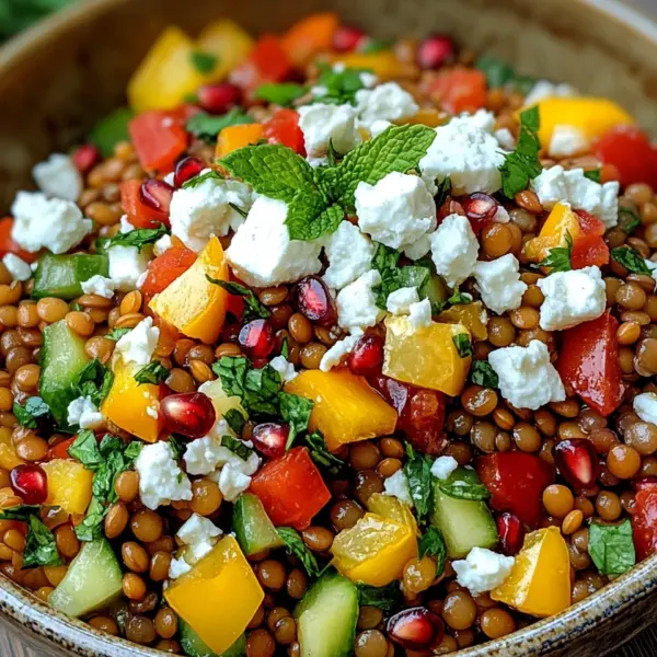 Rote Linsen Salat Orientalisch mit Feta