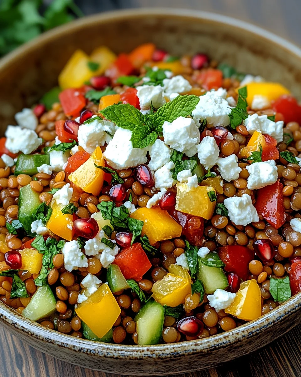 Rote Linsen Salat Orientalisch mit Feta