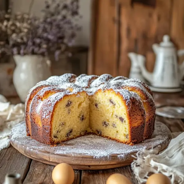 Saftiger und lockerer Eierlikörkuchen mit Schokoraspeln